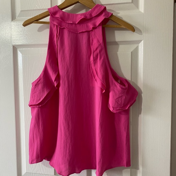 NWT Entro Pink Cold Shoulder Halter Top with Bow - Picture 4 of 11